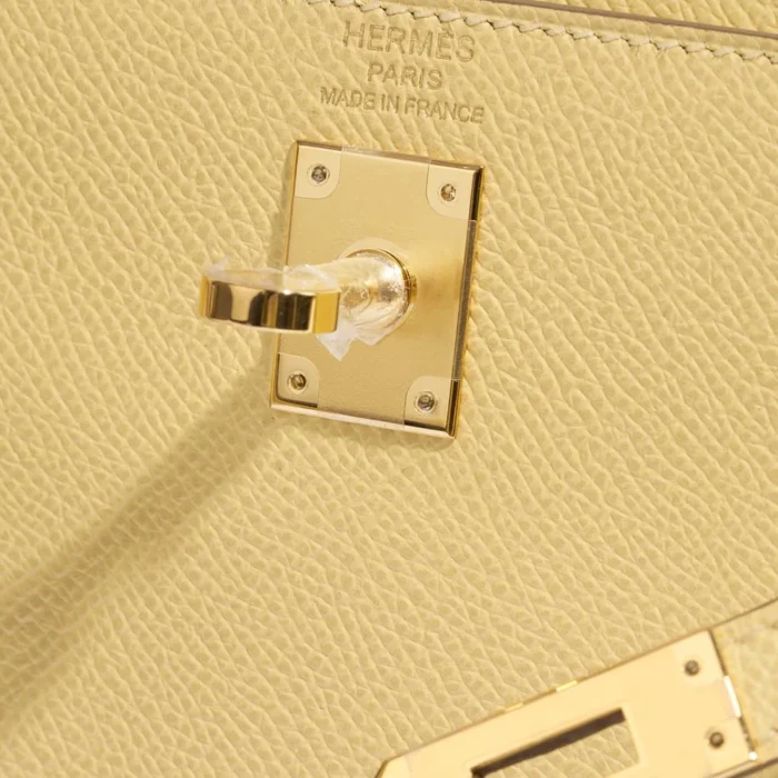 High-End Hermès Inspired Kelly 25 Epsom Jaune Poussin GHW - Direct Luxury Fashion - Image 6