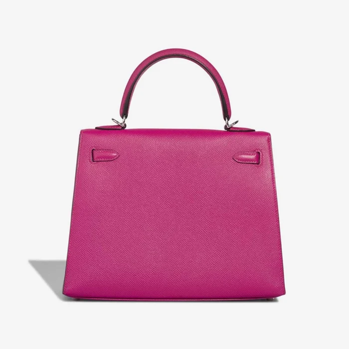 High-End Hermès Inspired Kelly 25 Epsom Rose Pourpre PHW - Direct Luxury Fashion - Image 2
