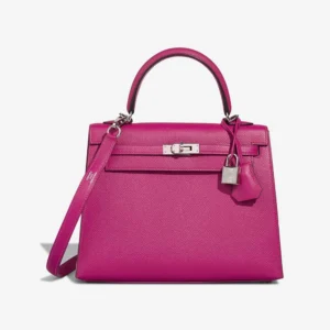 High-End Hermès Inspired Kelly 25 Epsom Rose Pourpre PHW - Direct Luxury Fashion