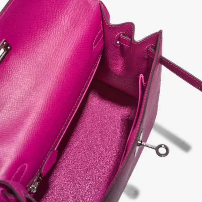 High-End Hermès Inspired Kelly 25 Epsom Rose Pourpre PHW - Direct Luxury Fashion - Image 5