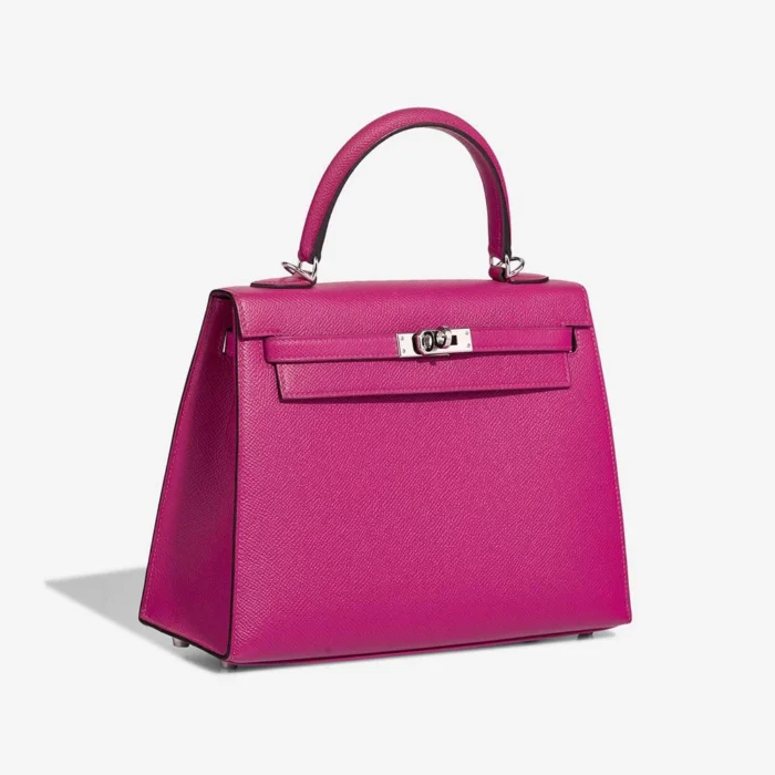 High-End Hermès Inspired Kelly 25 Epsom Rose Pourpre PHW - Direct Luxury Fashion - Image 4