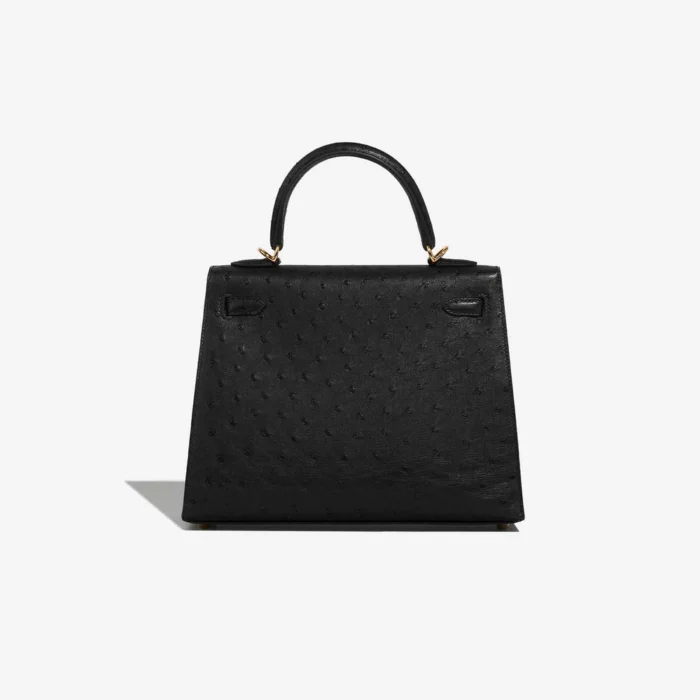 High-End Hermès Inspired Kelly 25 Ostrich Black GHW - Direct Luxury Fashion - Image 2
