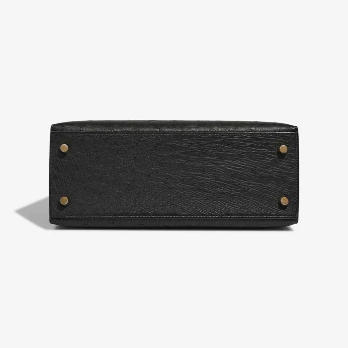 High-End Hermès Inspired Kelly 25 Ostrich Black GHW - Direct Luxury Fashion - Image 3
