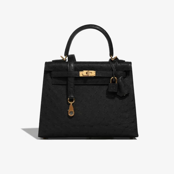 High-End Hermès Inspired Kelly 25 Ostrich Black GHW | DLF