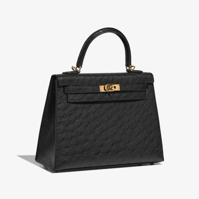 High-End Hermès Inspired Kelly 25 Ostrich Black GHW - Direct Luxury Fashion - Image 4