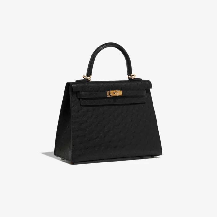 High-End Hermès Inspired Kelly 25 Ostrich Black GHW - Direct Luxury Fashion - Image 4
