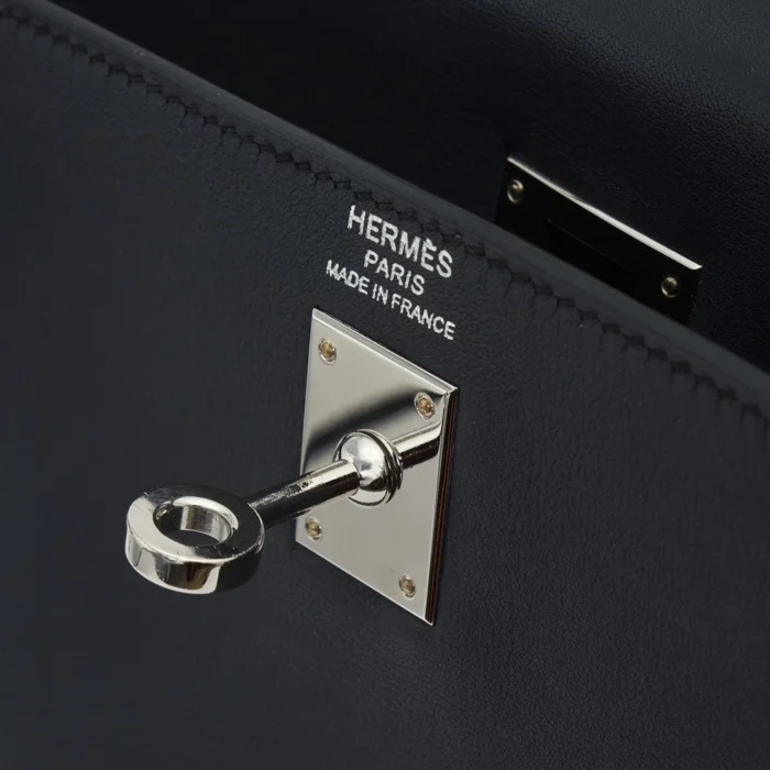 High-End Hermès Inspired Kelly 25 Swift Bleu Indigo PHW - Direct Luxury Fashion - Image 6
