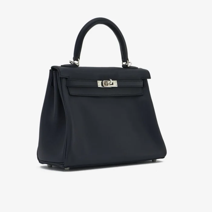 High-End Hermès Inspired Kelly 25 Swift Bleu Indigo PHW - Direct Luxury Fashion - Image 4