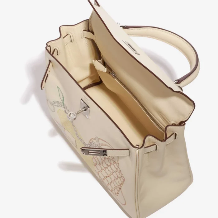 High-End Hermès Inspired Kelly 25 Swift Nata In & Out PHW - Direct Luxury Fashion - Image 5