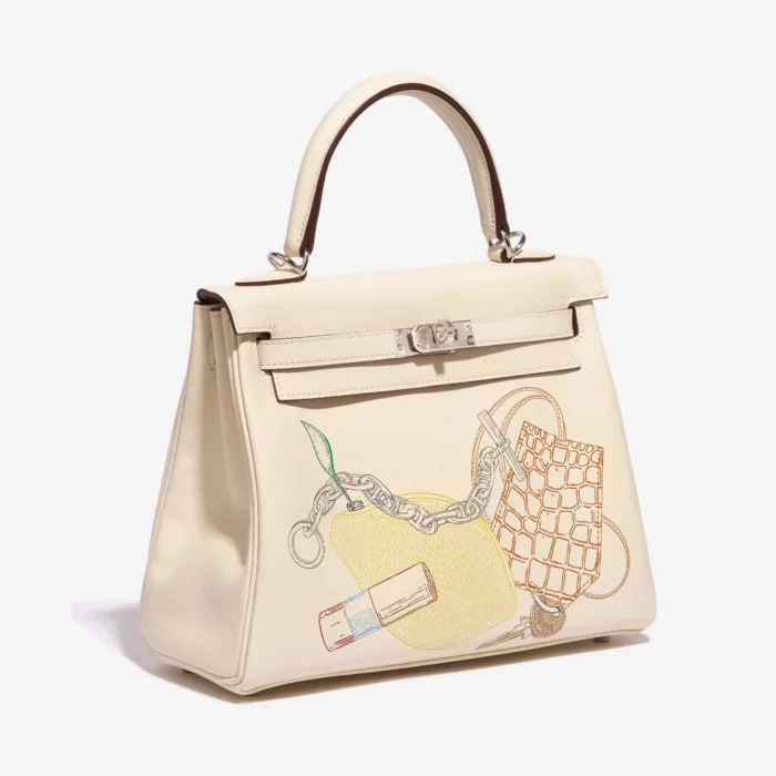 High-End Hermès Inspired Kelly 25 Swift Nata In & Out PHW - Direct Luxury Fashion - Image 4