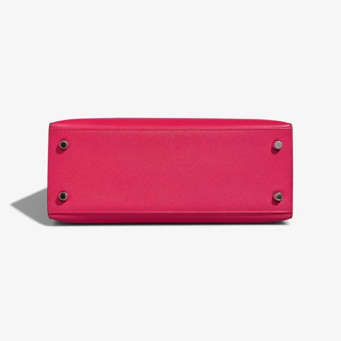 High-End Hermès Inspired Kelly 25 Veau Madame Rose Extrême/Rouge Piment PHW - Direct Luxury Fashion - Image 3