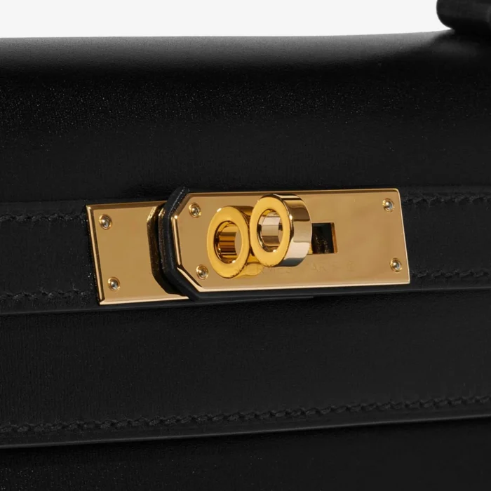 High-End Hermès Inspired Kelly 28 Box Black GHW - Direct Luxury Fashion - Image 7