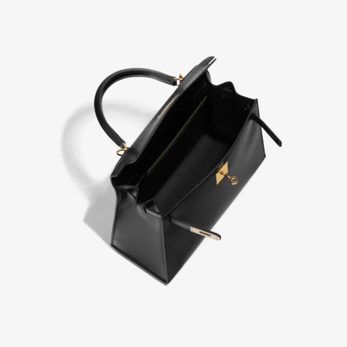 High-End Hermès Inspired Kelly 28 Box Black GHW - Direct Luxury Fashion - Image 5