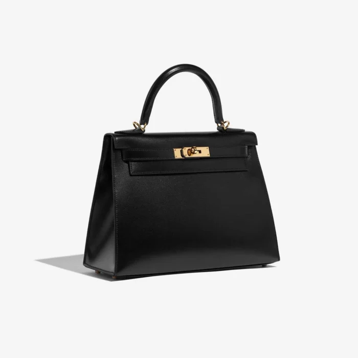 High-End Hermès Inspired Kelly 28 Box Black GHW - Direct Luxury Fashion - Image 4