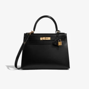 High-End Hermès Inspired Kelly 28 Box Black GHW | DLF