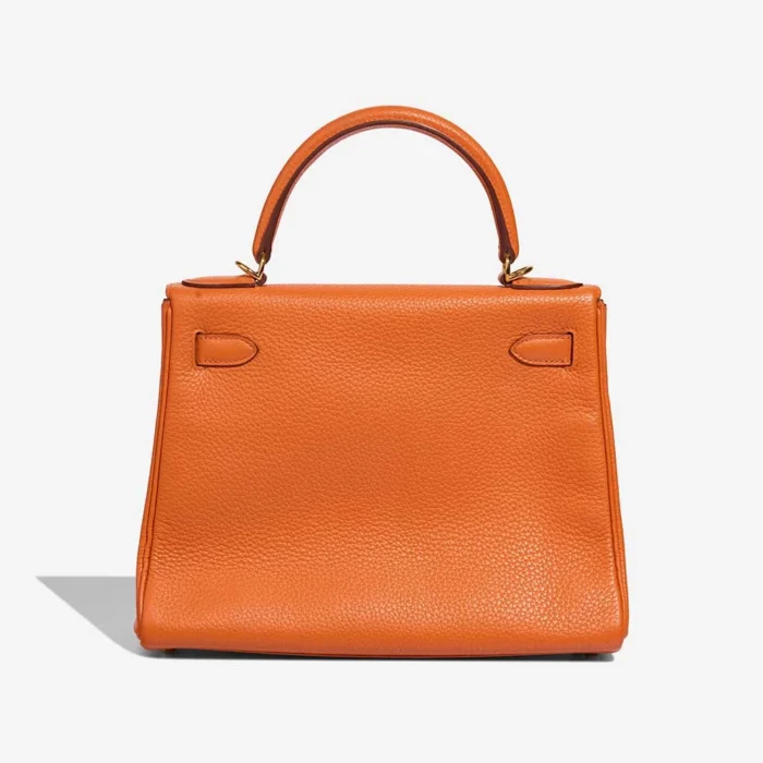 High-End Hermès Inspired Kelly 28 Clemence Orange H GHW - Direct Luxury Fashion - Image 2