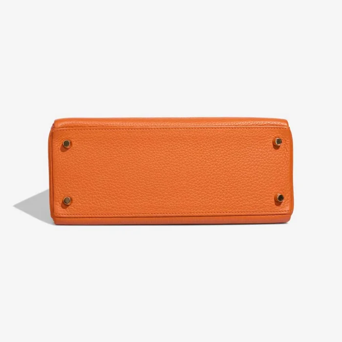 High-End Hermès Inspired Kelly 28 Clemence Orange H GHW - Direct Luxury Fashion - Image 3