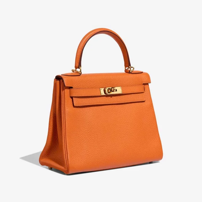 High-End Hermès Inspired Kelly 28 Clemence Orange H GHW - Direct Luxury Fashion - Image 4