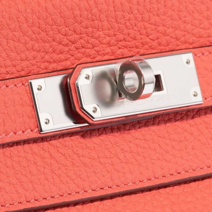 High-End Hermès Inspired Kelly 28 Clemence Rose Texas PHW - Direct Luxury Fashion - Image 7