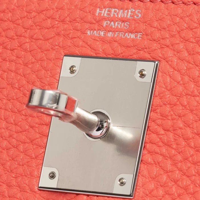 High-End Hermès Inspired Kelly 28 Clemence Rose Texas PHW - Direct Luxury Fashion - Image 6
