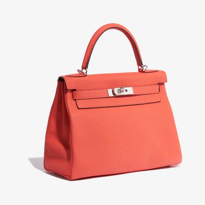 High-End Hermès Inspired Kelly 28 Clemence Rose Texas PHW - Direct Luxury Fashion - Image 4