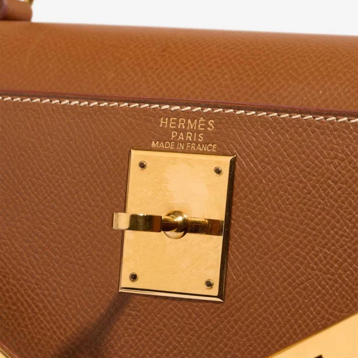 High-End Hermès Inspired Kelly 28 Courchevel Gold GHW - Direct Luxury Fashion - Image 6