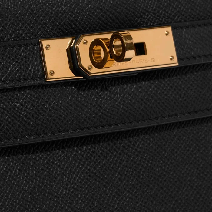 High-End Hermès Inspired Kelly 28 Epsom Black GHW - Direct Luxury Fashion - Image 6