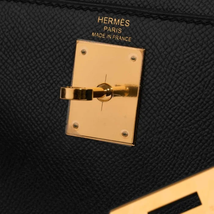 High-End Hermès Inspired Kelly 28 Epsom Black GHW - Direct Luxury Fashion - Image 5