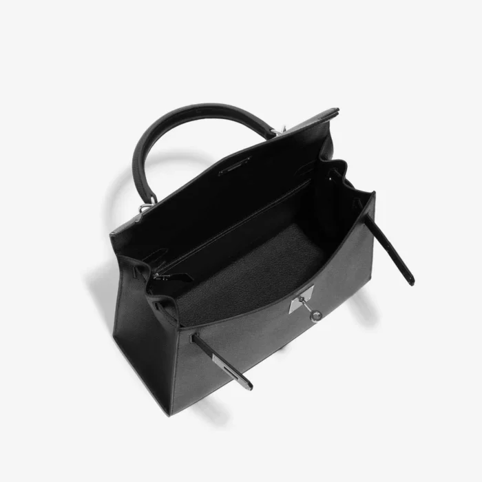 High-End Hermès Inspired Kelly 28 Epsom Black PHW - Direct Luxury Fashion - Image 5