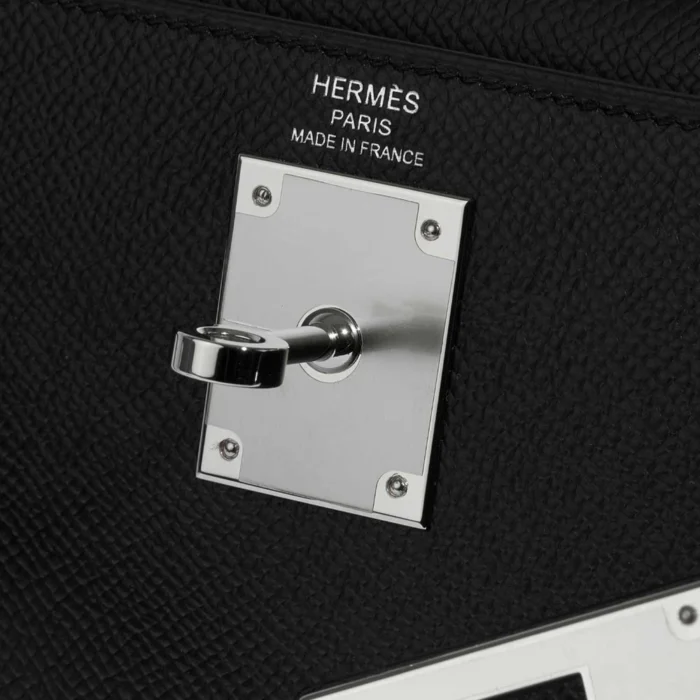 High-End Hermès Inspired Kelly 28 Epsom Black PHW - Direct Luxury Fashion - Image 6