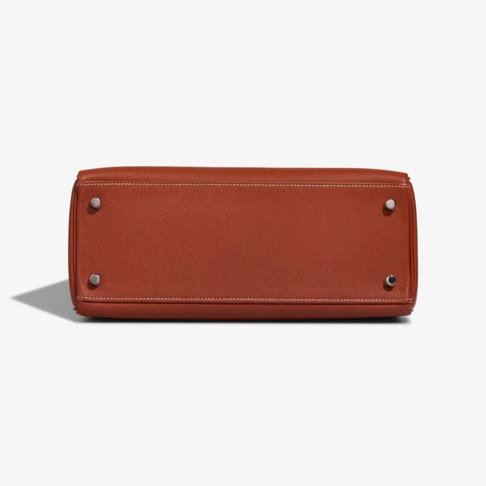 High-End Hermès Inspired Kelly 28 Epsom Brique PHW - Direct Luxury Fashion - Image 3
