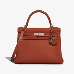 High-End Hermès Inspired Kelly 28 Epsom Brique PHW - Direct Luxury Fashion