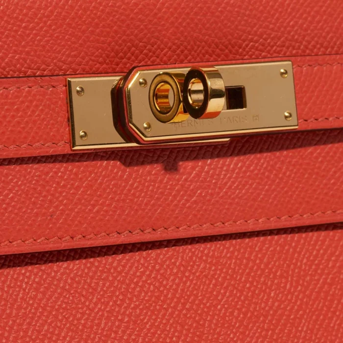 High-End Hermès Inspired Kelly 28 Epsom Capucine GHW - Direct Luxury Fashion - Image 7