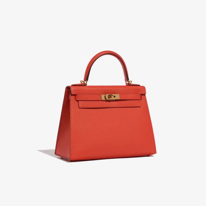 High-End Hermès Inspired Kelly 28 Epsom Capucine GHW - Direct Luxury Fashion - Image 4