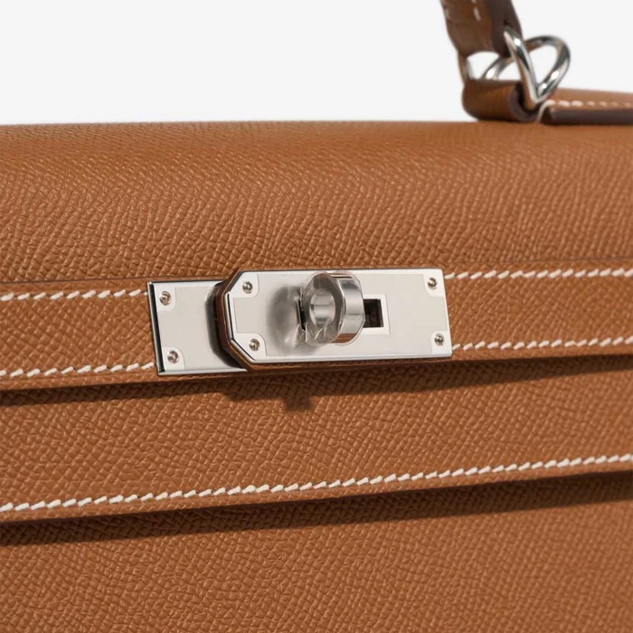 High-End Hermès Inspired Kelly 28 Epsom Gold PHW - Direct Luxury Fashion - Image 6