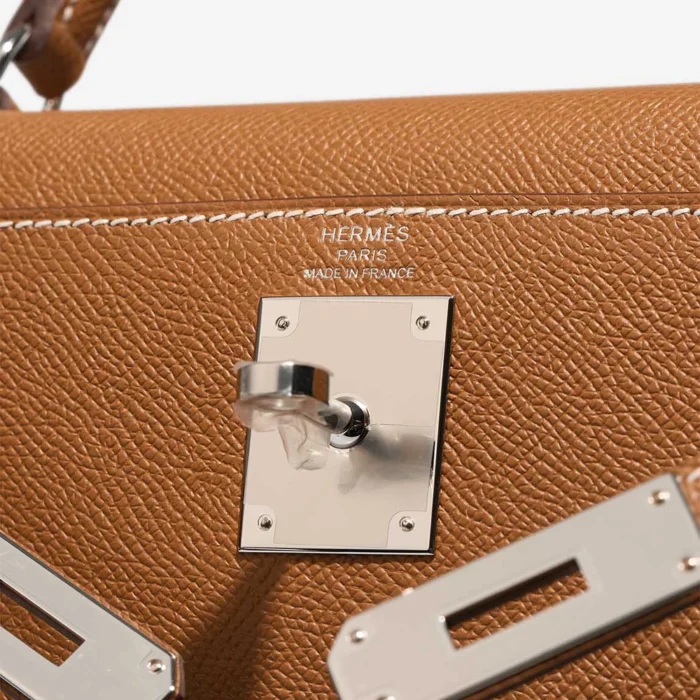 High-End Hermès Inspired Kelly 28 Epsom Gold PHW - Direct Luxury Fashion - Image 5
