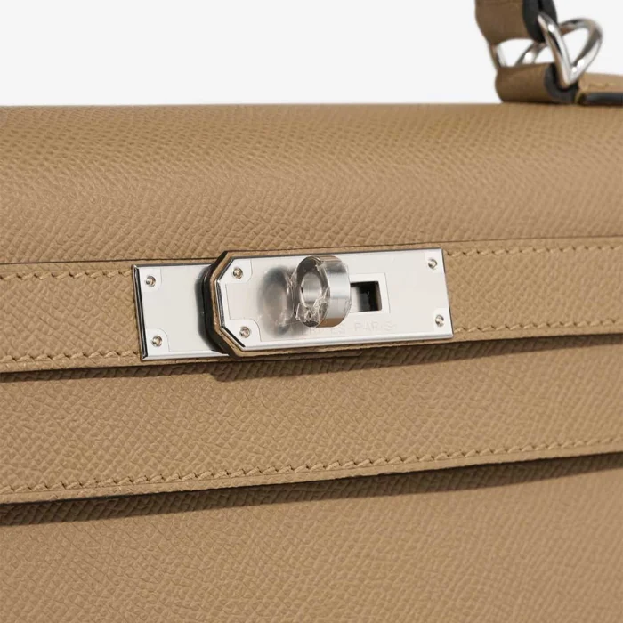 High-End Hermès Inspired Kelly 28 Epsom Poussiere PHW - Direct Luxury Fashion - Image 7
