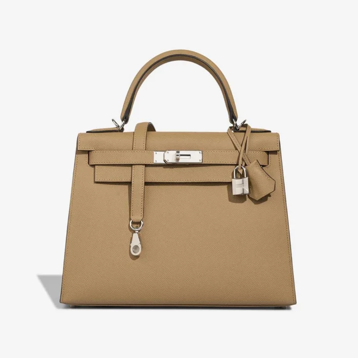 High-End Hermès Inspired Kelly 28 Epsom Poussiere PHW - Direct Luxury Fashion