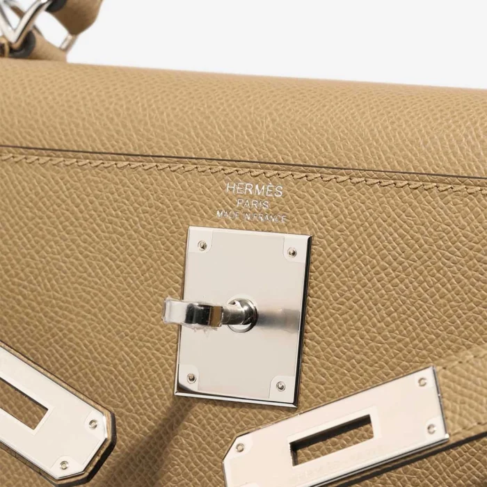 High-End Hermès Inspired Kelly 28 Epsom Poussiere PHW - Direct Luxury Fashion - Image 6