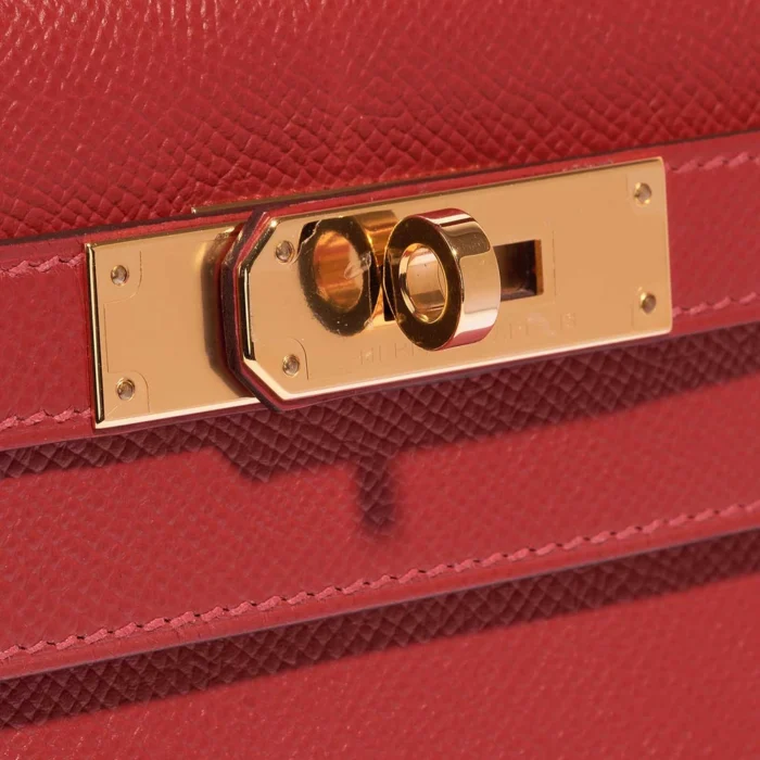 High-End Hermès Inspired Kelly 28 Epsom Rouge Casaque GHW - Direct Luxury Fashion - Image 7