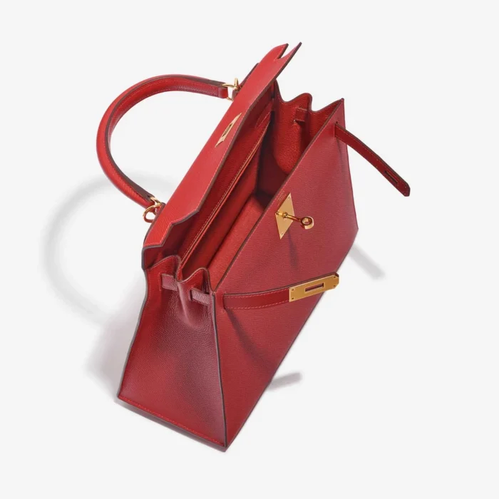 High-End Hermès Inspired Kelly 28 Epsom Rouge Casaque GHW - Direct Luxury Fashion - Image 5