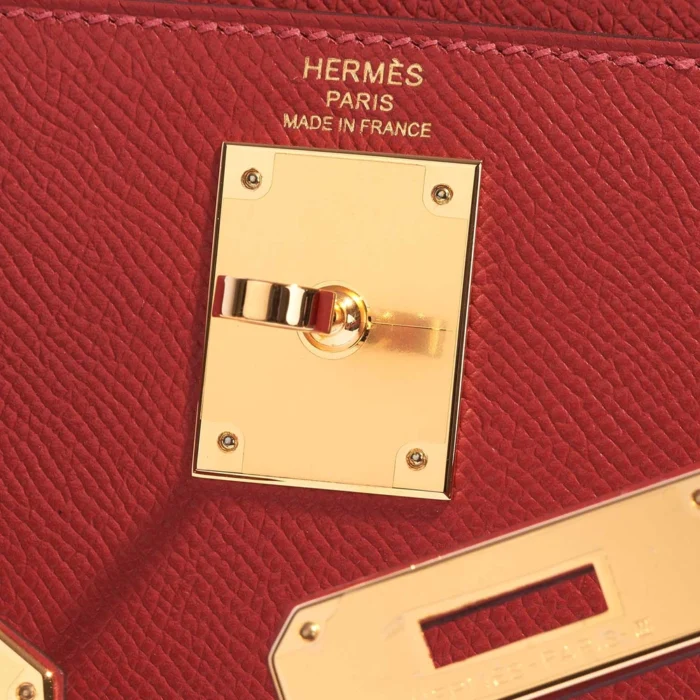 High-End Hermès Inspired Kelly 28 Epsom Rouge Casaque GHW - Direct Luxury Fashion - Image 6