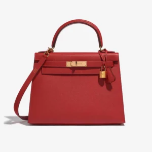 High-End Hermès Inspired Kelly 28 Rouge Casaque | Direct Luxury