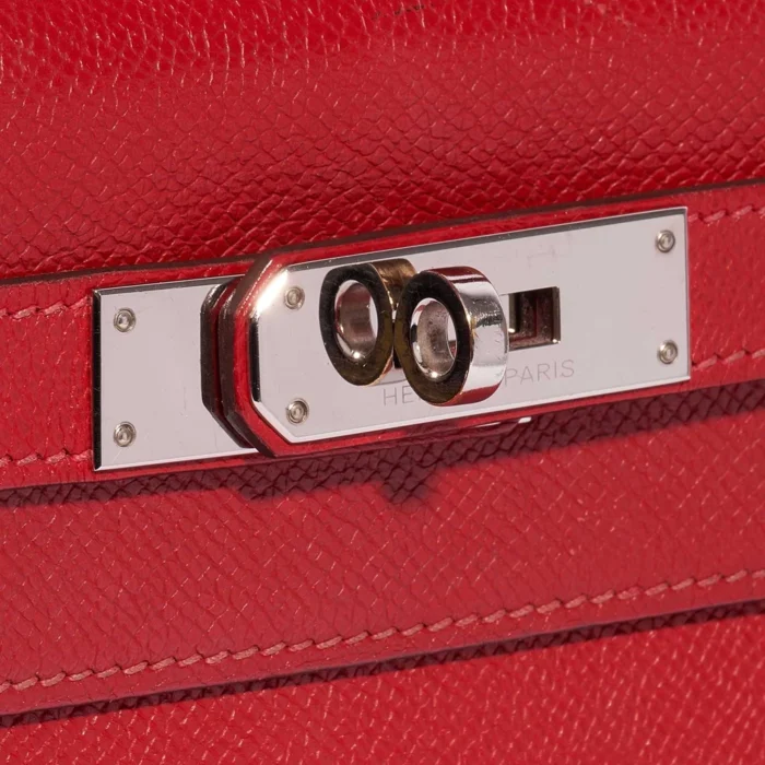 High-End Hermès Inspired Kelly 28 Epsom Rouge Vif PHW - Direct Luxury Fashion - Image 6