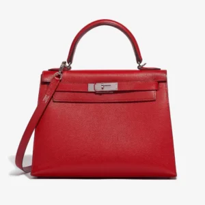 High-End Hermès Inspired Kelly 28 Rouge Vif PHW | Direct Luxury