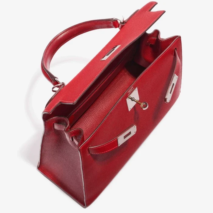High-End Hermès Inspired Kelly 28 Epsom Rouge Vif PHW - Direct Luxury Fashion - Image 5