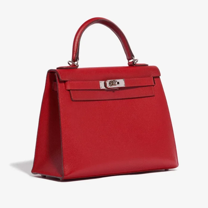 High-End Hermès Inspired Kelly 28 Epsom Rouge Vif PHW - Direct Luxury Fashion - Image 4