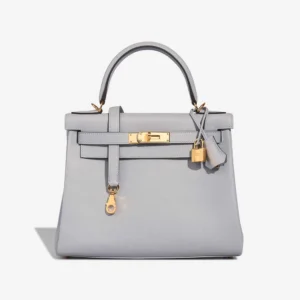 High-End Hermès Inspired Kelly 28 Evercolor Bleu Glacier GHW - Direct Luxury Fashion