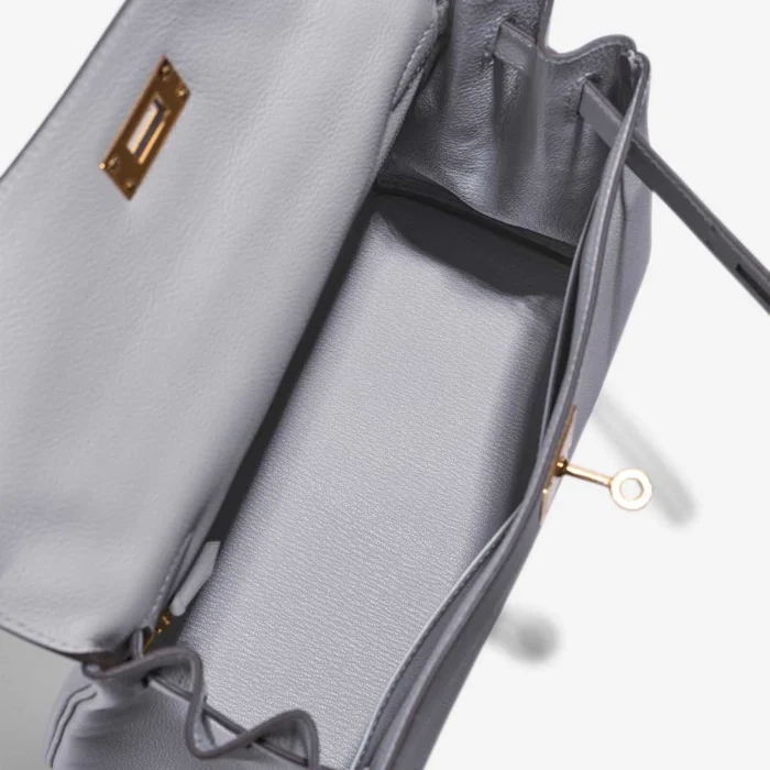 High-End Hermès Inspired Kelly 28 Evercolor Bleu Glacier GHW - Direct Luxury Fashion - Image 5