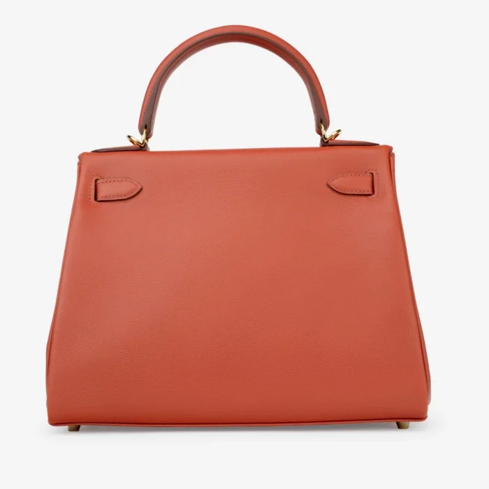 High-End Hermès Inspired Kelly 28 Evercolor Brique GHW - Direct Luxury Fashion - Image 2